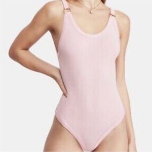 Intimately Free People | B Side O-Ring Rib Knit Bodysuit | Dusty Pink | NWOT